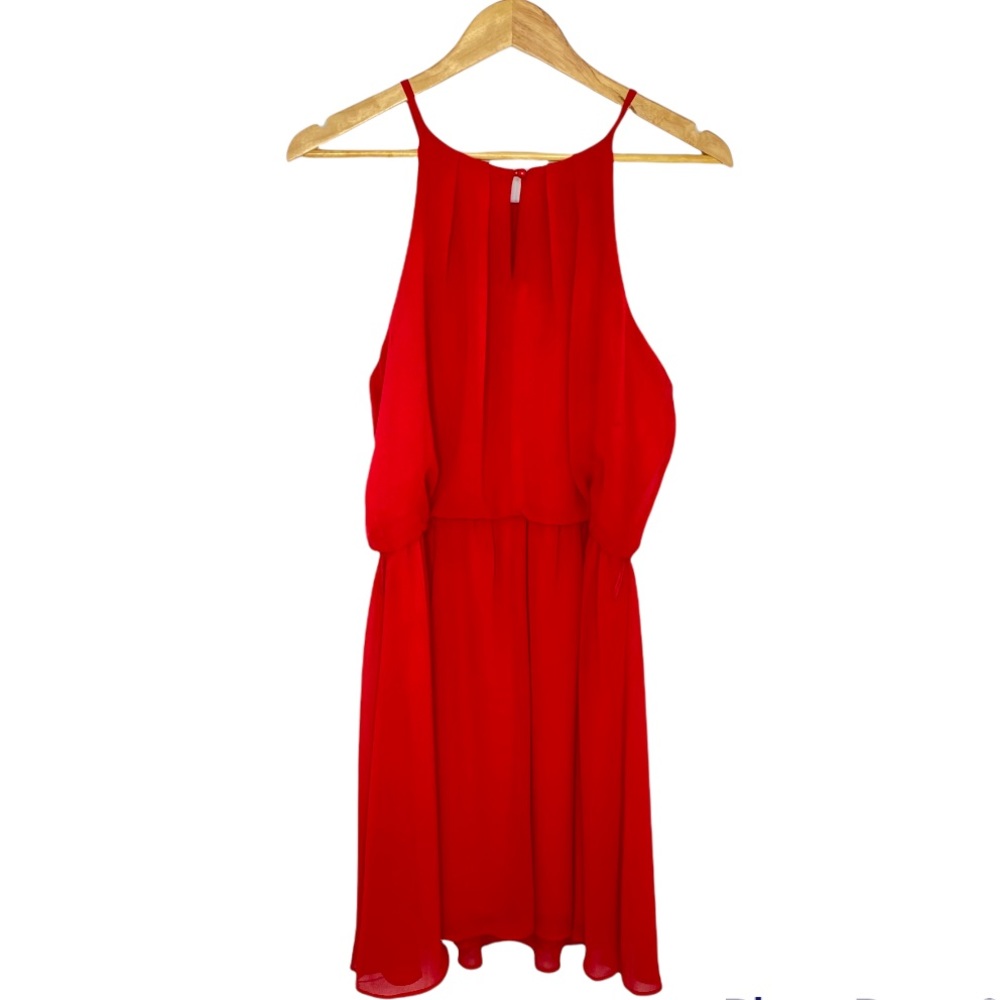 By & By Red High Halter Neck Mini Dress Women's Size XL - Picture 6 of 9